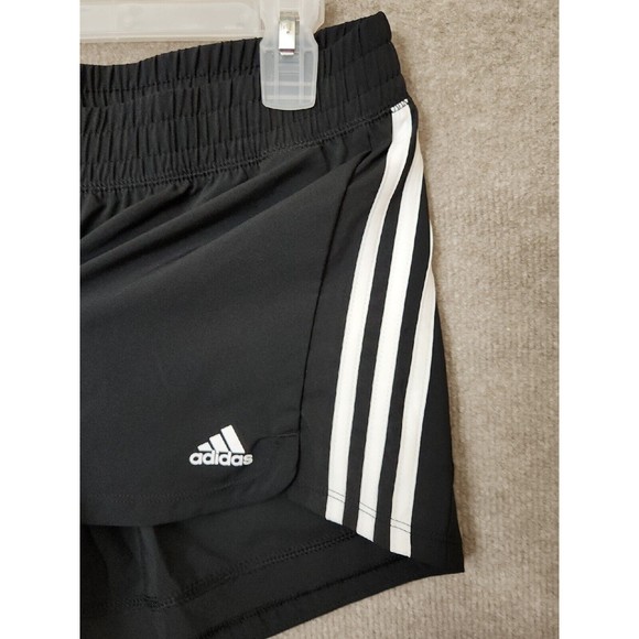 Adidas Pacer 3 Stripes Woven Shorts Women L Black White Lightweight Athletic NEW - Picture 3 of 9
